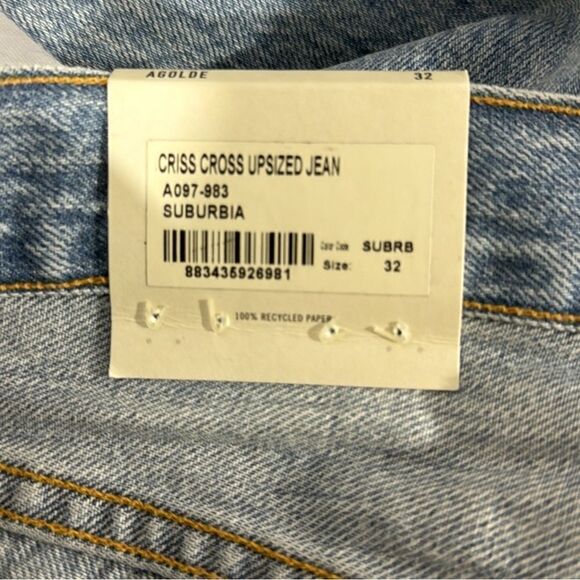 AGOLDE CRISS CROSS UPSIZED DENIM JEANS IN SUBURBIA BLUE NWT - Picture 6 of 8